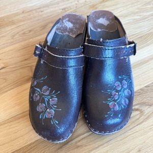 Painted Bastad Clogs Made in Sweden